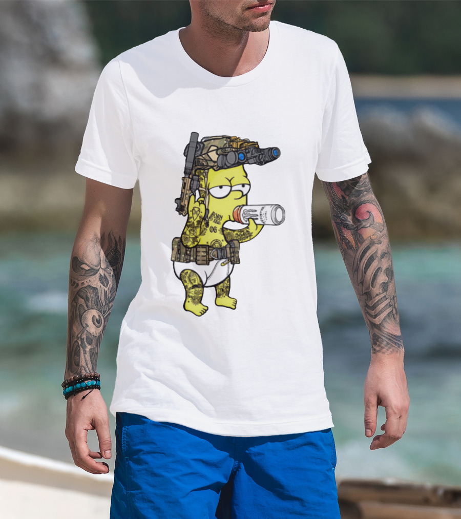 Bart Simpson Tactical Gear Night Vision Tattoo Parody Yung Bart T-Shirt