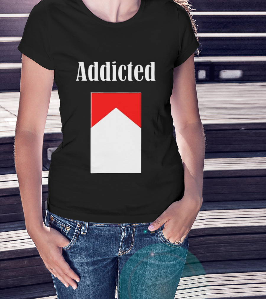 Addicted Cigarette Box Red And White T-Shirt