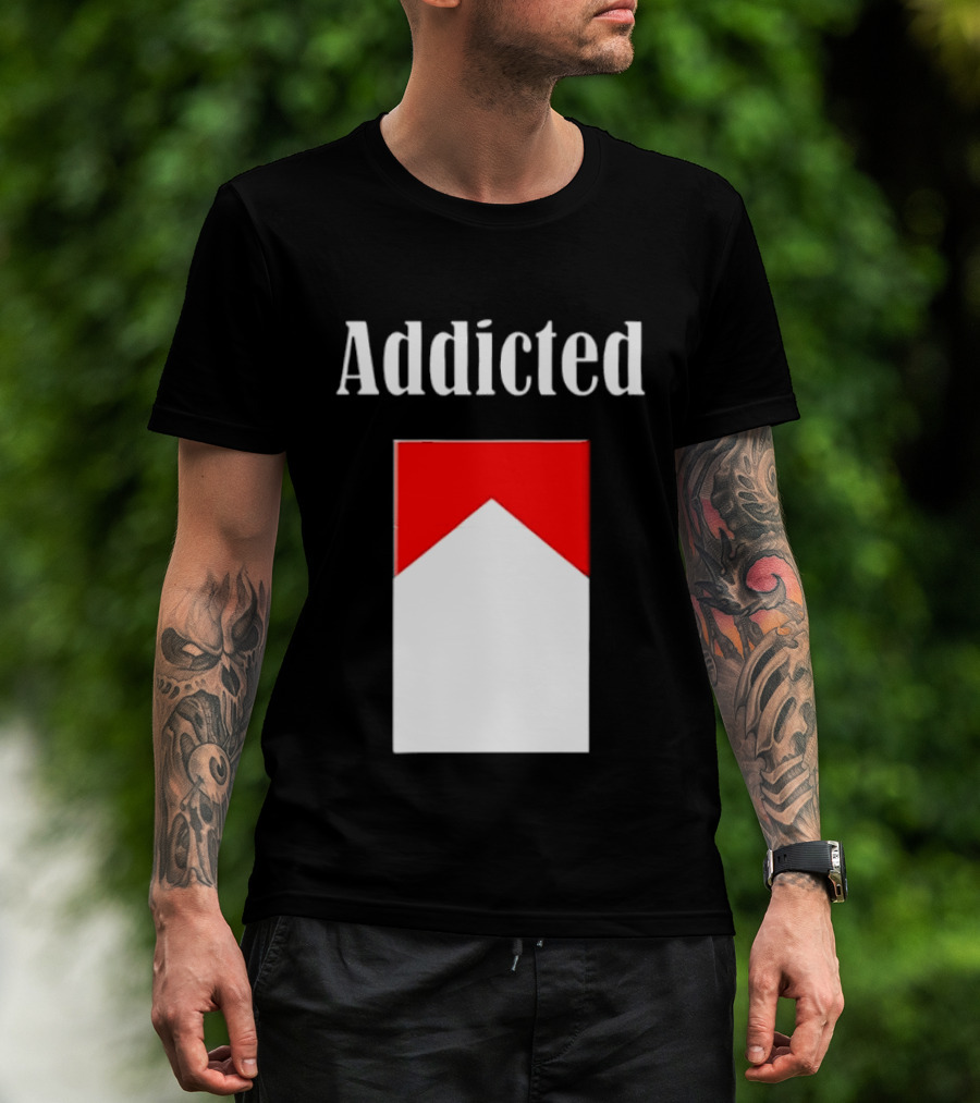 Addicted Cigarette Box Red And White T-Shirt