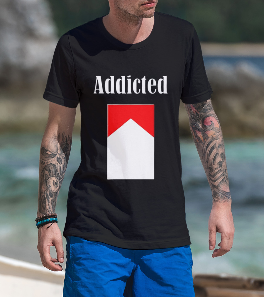Addicted Cigarette Box Red And White T-Shirt