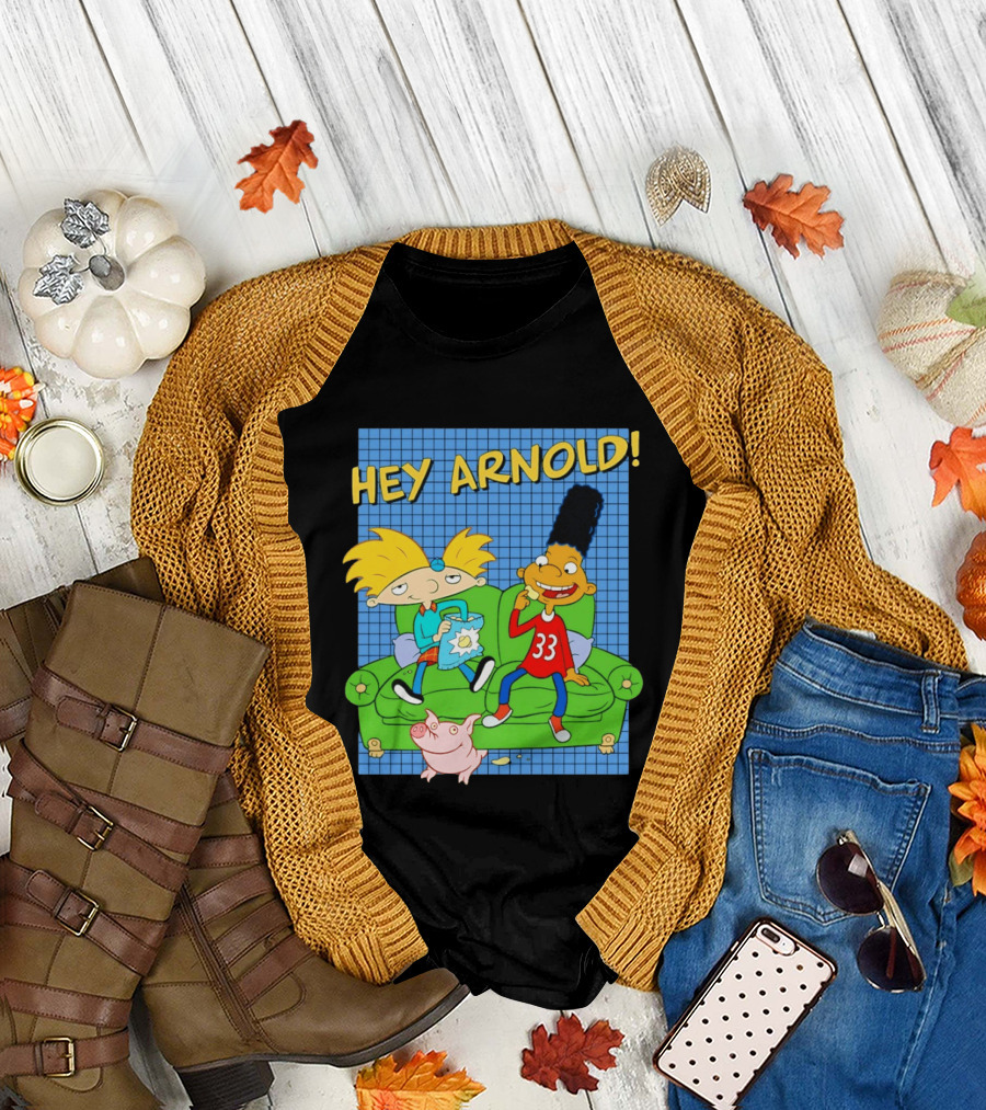 Hey Arnold Gerald and Abner Football Cartoon Couch Sitting T-Shirt