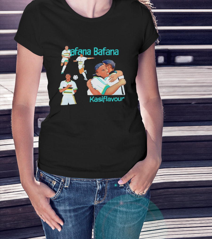 Bafana Bafana Kasi Flavour South African Football Players With Soccer Ball And Embrace T-Shirt