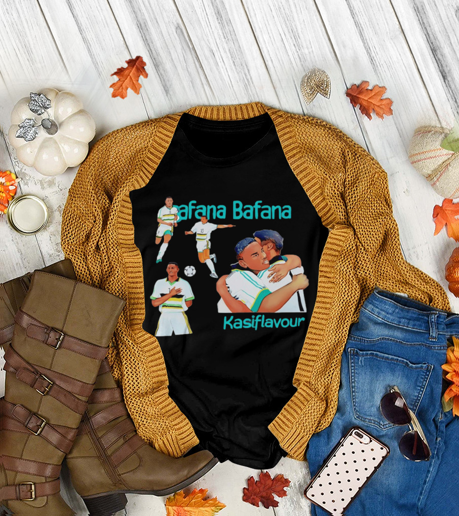 Bafana Bafana Kasi Flavour South African Football Players with Soccer Ball and Embrace T-Shirt