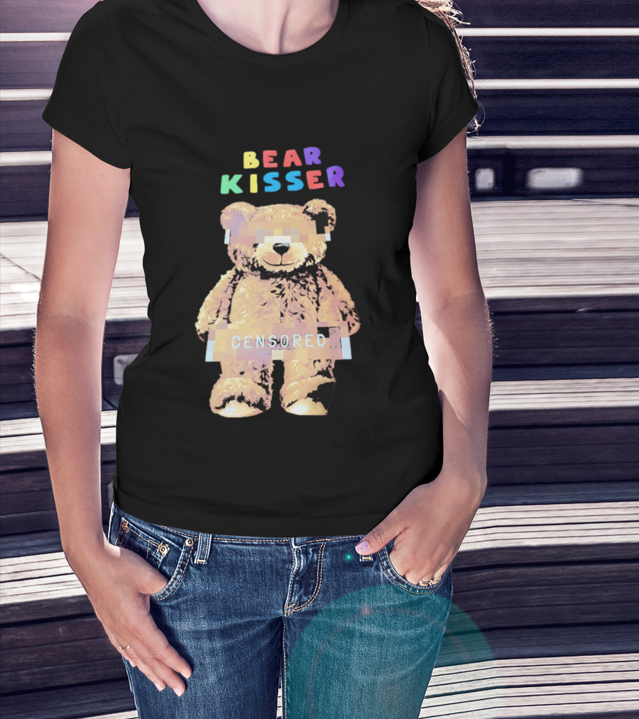 Bear Kisser Censored Pixelated Teddy Bear T-Shirt