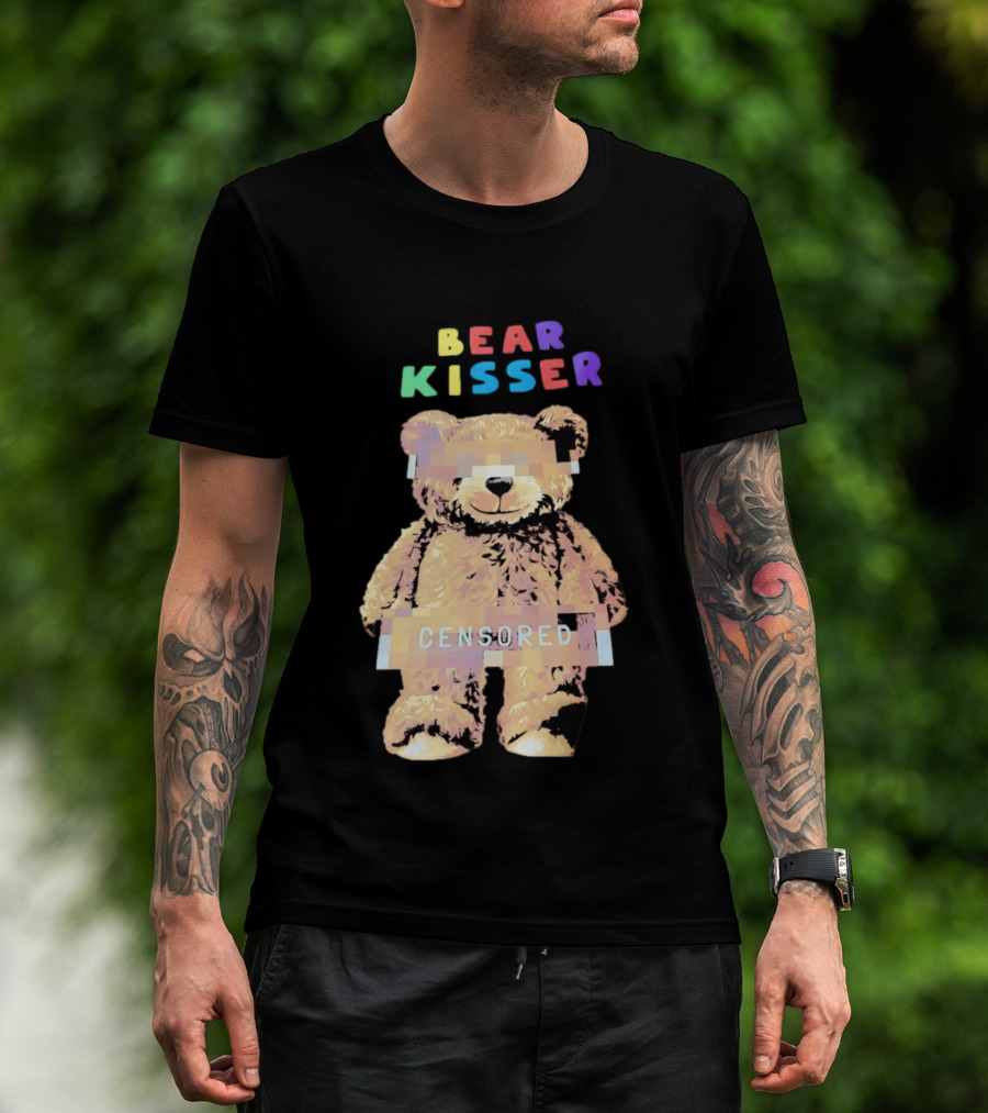 Bear Kisser Censored Pixelated Teddy Bear T-Shirt