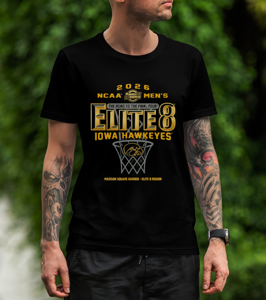 2026 NCAA Men's Elite 8 Iowa Hawkeyes Madison Square Garden East Region T-Shirt
