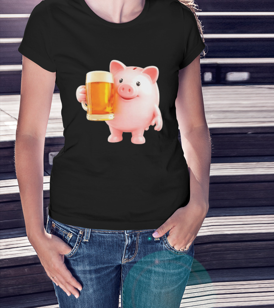 Piggy Bank With Beer Save Money Concept T-Shirt