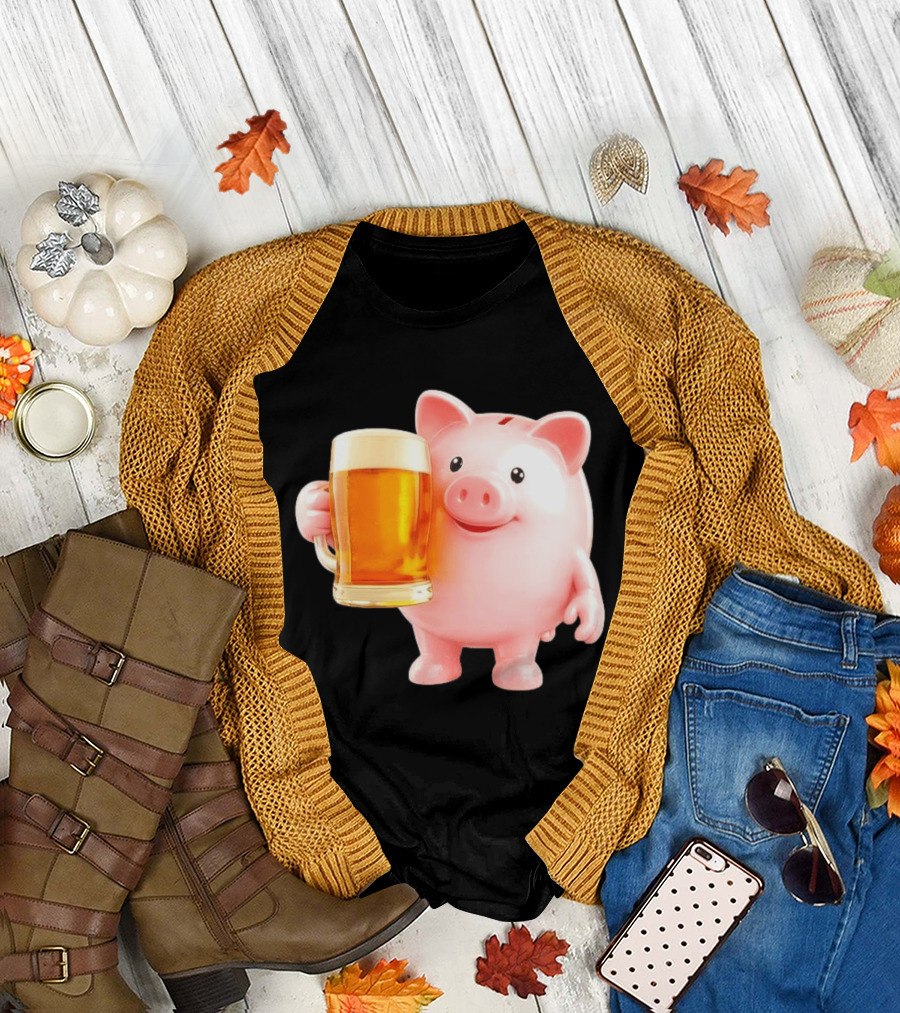 Piggy Bank with Beer Save Money Concept T-Shirt