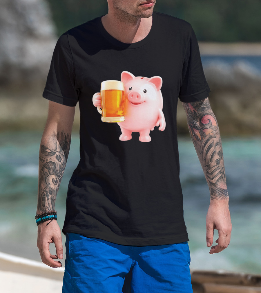 Piggy Bank With Beer Save Money Concept T-Shirt