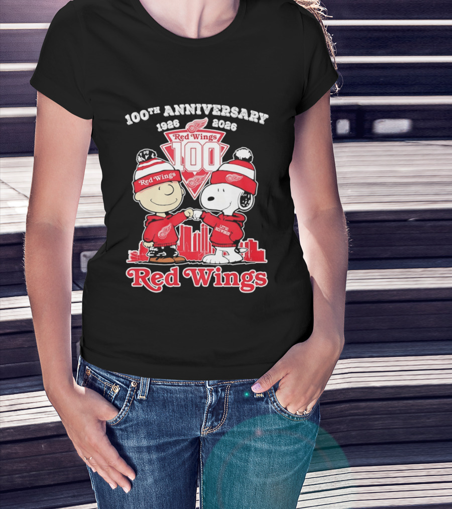 Charlie Brown Snoopy Red Wings 100th Anniversary 1926 2026 T-Shirt