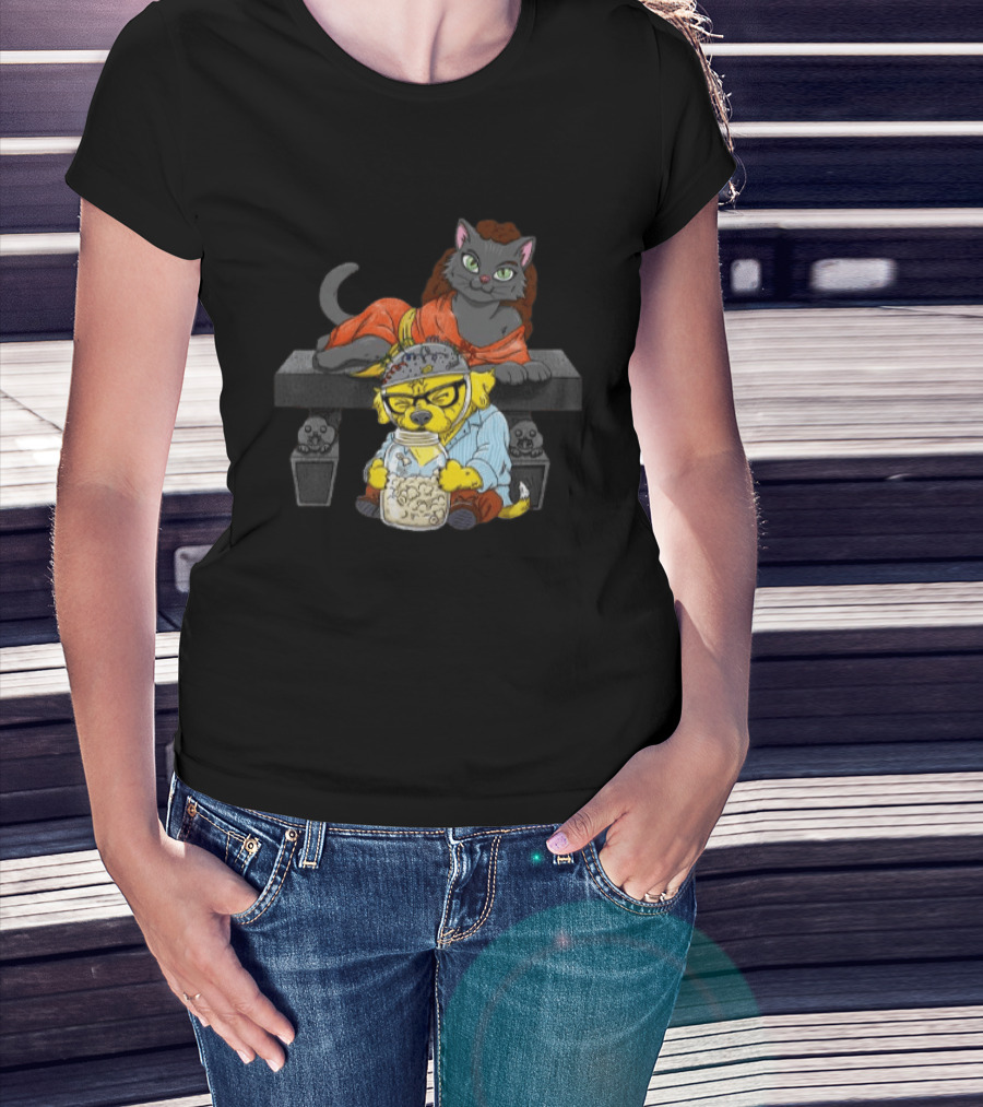 Proton Pets Cats And Dogs Mass Caring Together On Skull Bench T-Shirt