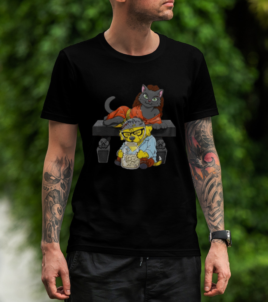 Proton Pets Cats And Dogs Mass Caring Together On Skull Bench T-Shirt
