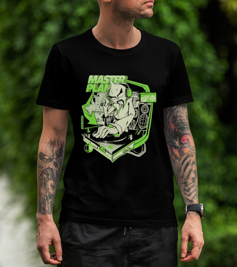 Chop Chop Master Onion Master Plan Records DJ Turntable Headphones T-Shirt