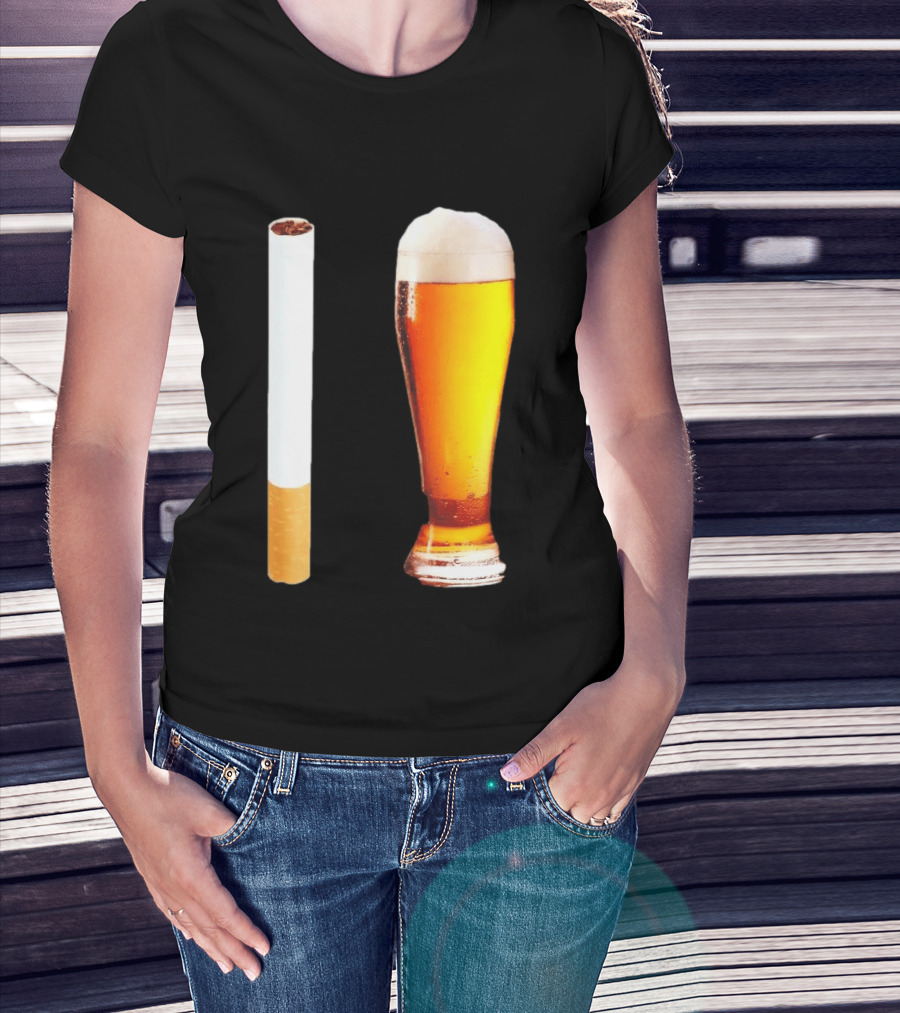 Cigarette And Beer Combo Classic Symbolic Pair T-Shirt