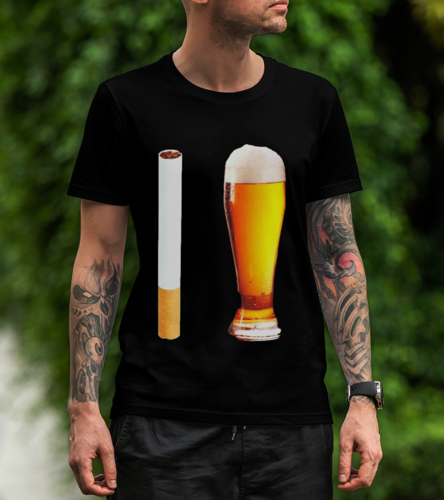 Cigarette And Beer Combo Classic Symbolic Pair T-Shirt