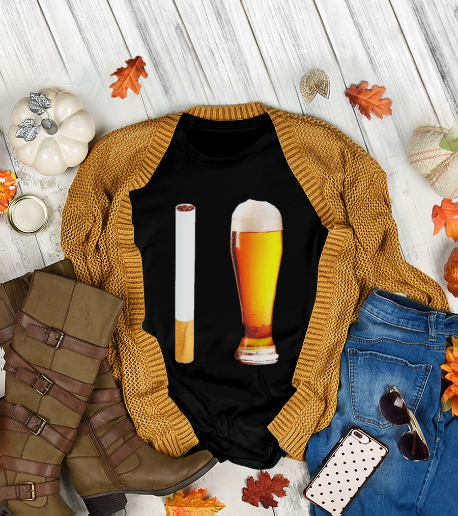 Cigarette and Beer Combo Classic Symbolic Pair T-Shirt