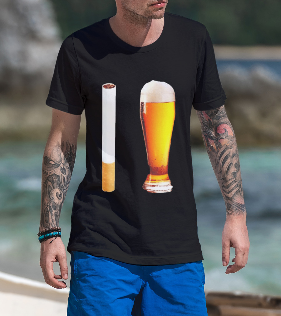 Cigarette And Beer Combo Classic Symbolic Pair T-Shirt