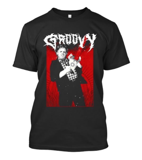 Groovy Metal Leatherface The Texas Chain Saw Massacre Horror T-Shirt