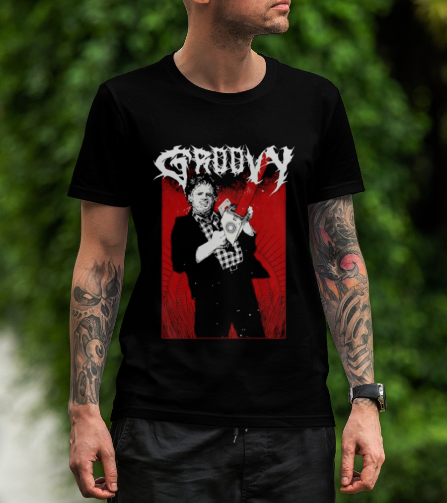 Groovy Metal Leatherface The Texas Chain Saw Massacre Horror T-Shirt
