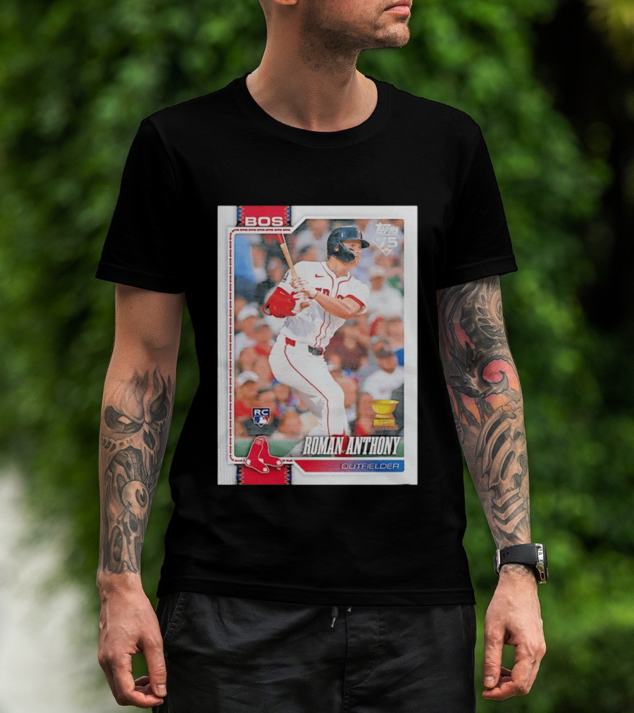 Roman Anthony Boston Red Sox Rookie Card Outfielder Topps 75th Anniversary T-Shirt