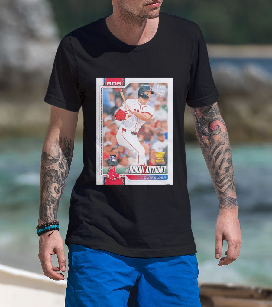 Roman Anthony Boston Red Sox Rookie Card Outfielder Topps 75th Anniversary T-Shirt