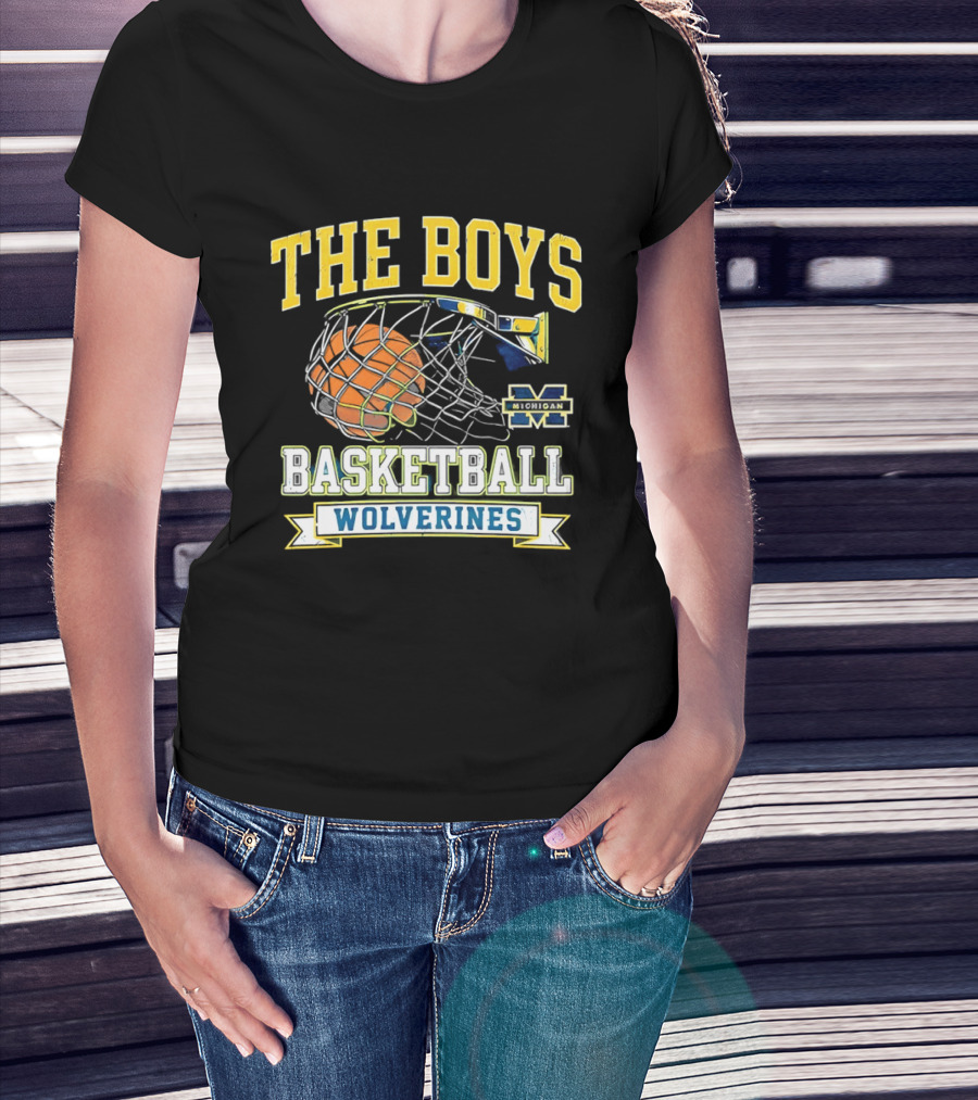 The Boys Basketball Wolverines Michigan M Hoops Sports Team T-Shirt