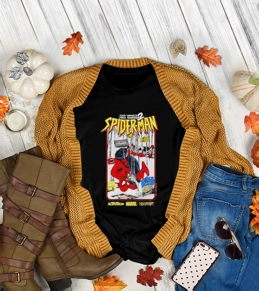 Spider Man Marvel Comics Tony Hawk's Pro Skater 2 Video Game Scene T-Shirt