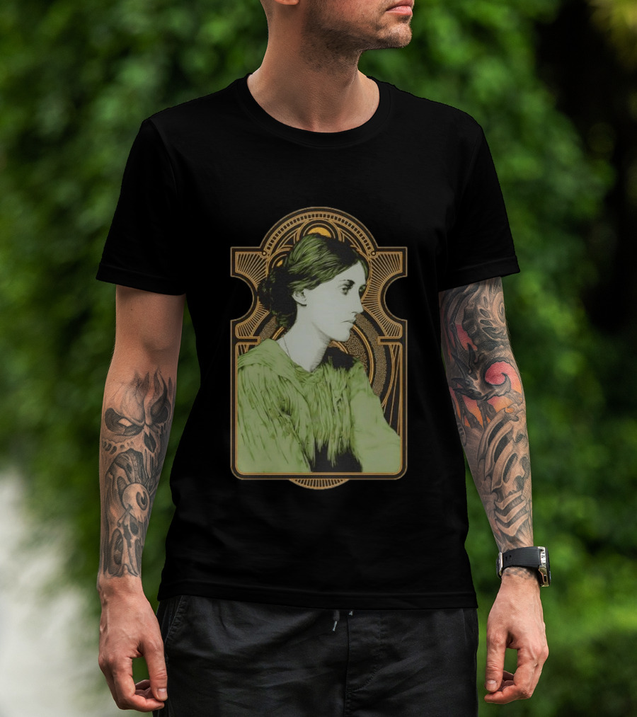 Virginia Woolf Nouveau Art Deco Style Green Dress T-Shirt
