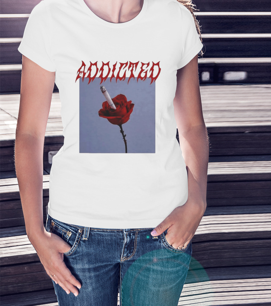 Addicted Smoking Roses Metal Aesthetic T-Shirt