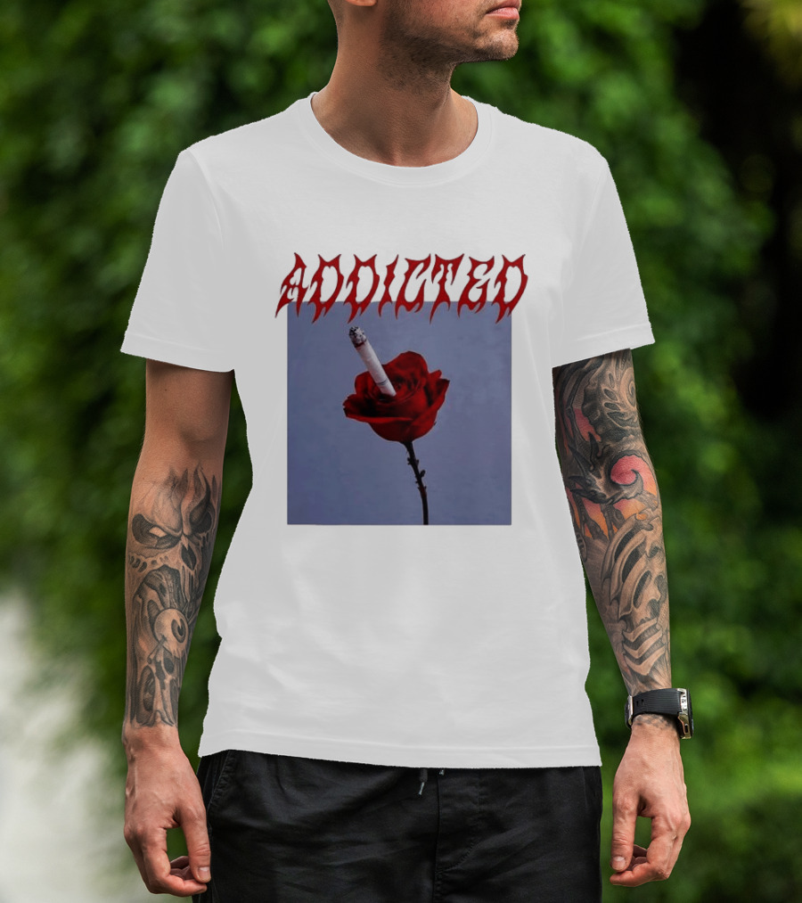 Addicted Smoking Roses Metal Aesthetic T-Shirt