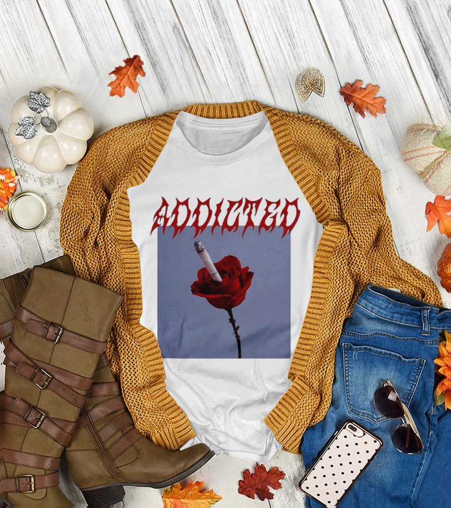 Addicted Smoking Roses Metal Aesthetic T-Shirt