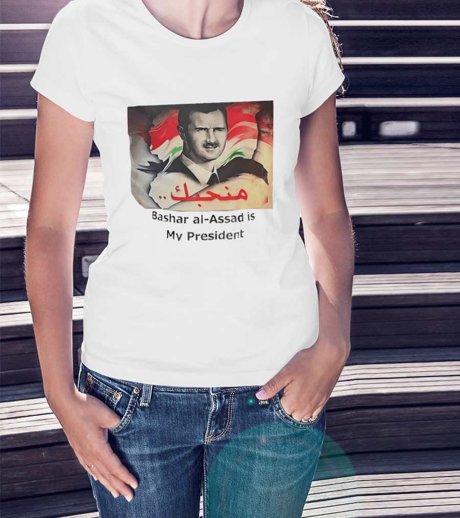Bashar Al Assad Portrait With Syrian Flag T-Shirt