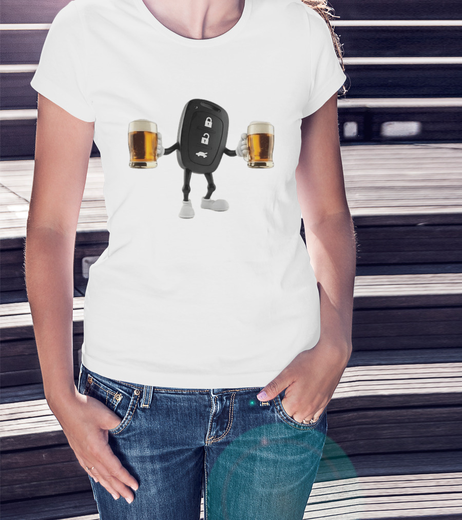 Car Keys Holding Two Beers Do Not Drink Alcohol When Driving Safety Reminder T-Shirt