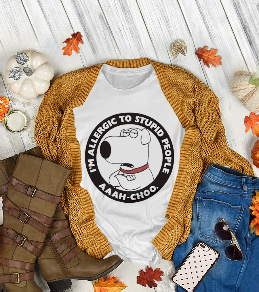 I'm Allergic To Stupid People Aaah Choo Red Collar Dog T-Shirt