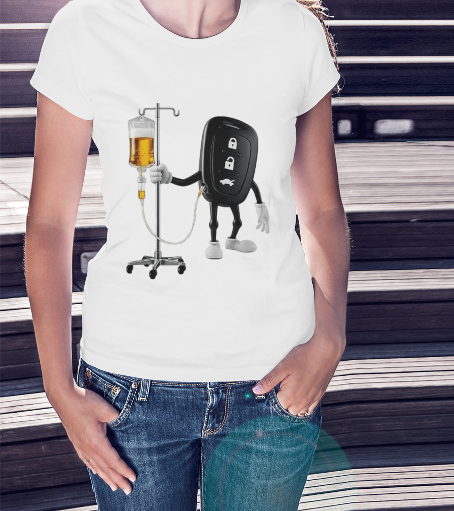 Car Keys With IV Beer Do Not Drink Alcohol When Driving Warning T-Shirt