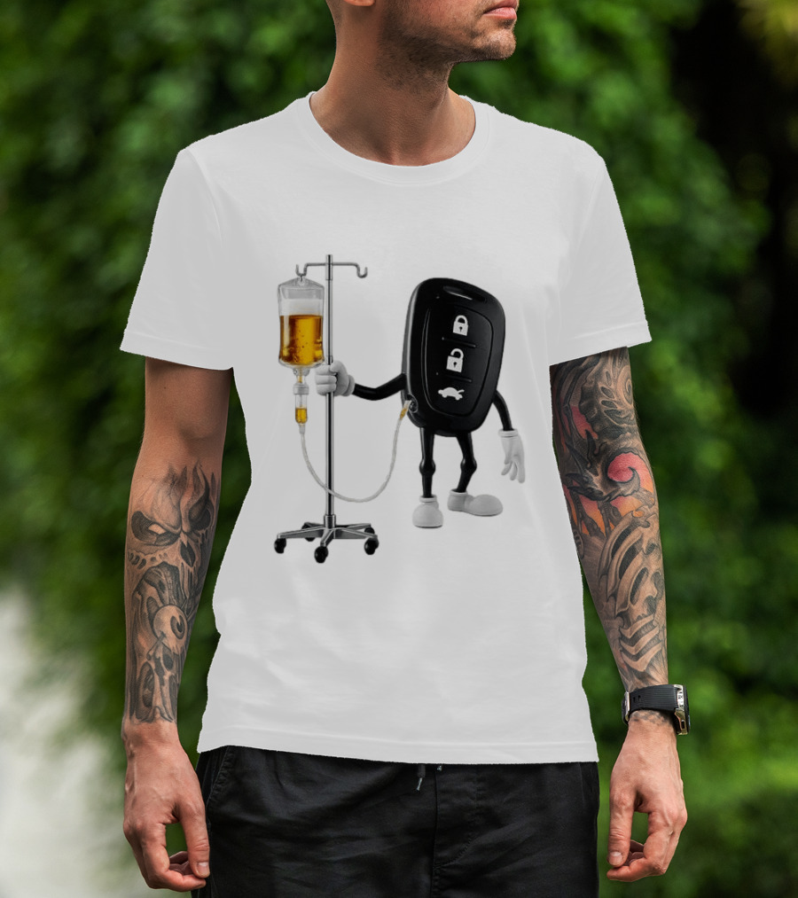 Car Keys With IV Beer Do Not Drink Alcohol When Driving Warning T-Shirt
