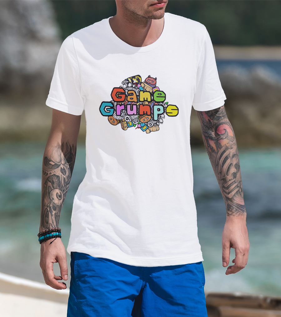 Game Grumps Colorful Cartoon Characters Pattern Collaboration 326 T-Shirt