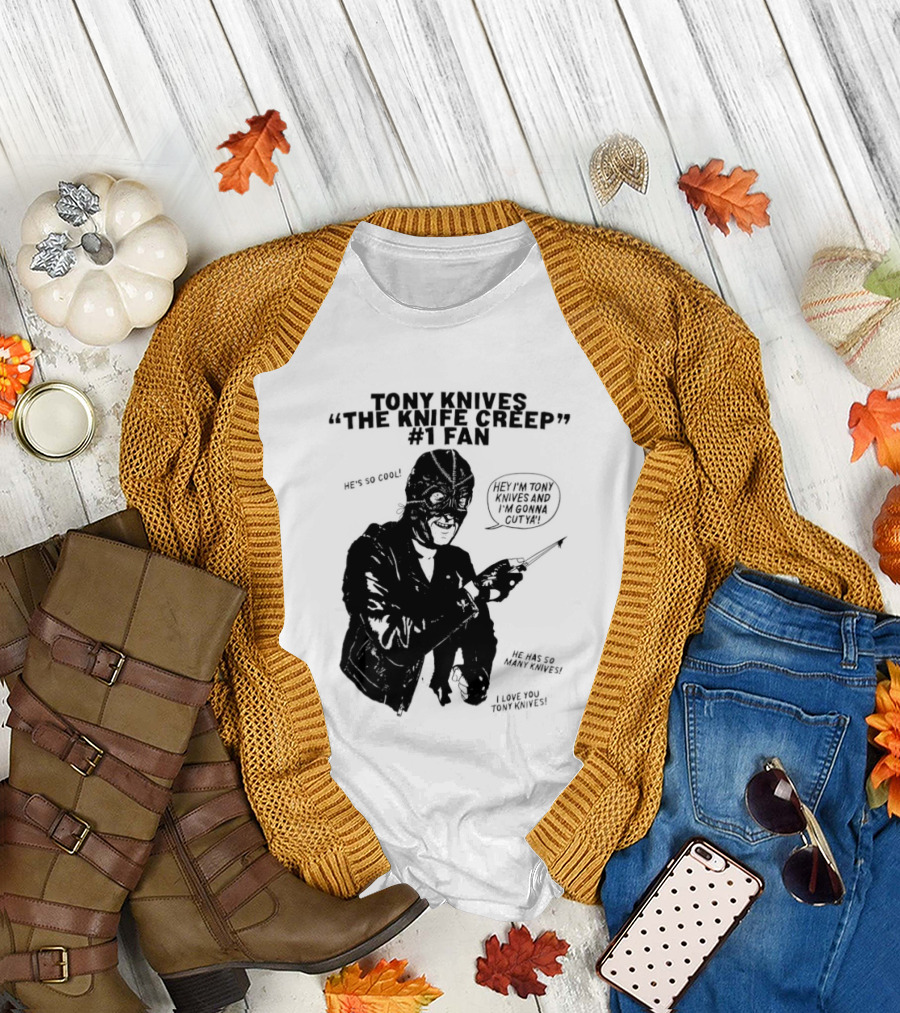 Tony Knives The Knife Creep Volume One Leather Jacket Mysterious True Crime Legendary Horror Movie Night Stalk Western Adventure T-Shirt