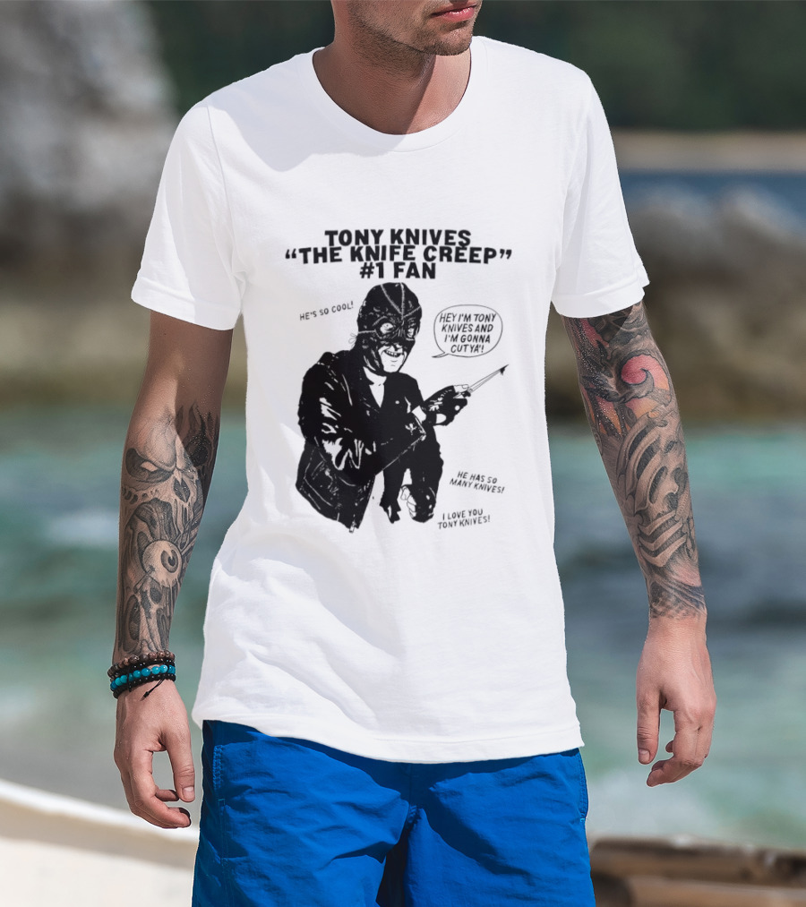 Tony Knives The Knife Creep Volume One Leather Jacket Mysterious True Crime Legendary Horror Movie Night Stalk Western Adventure T-Shirt