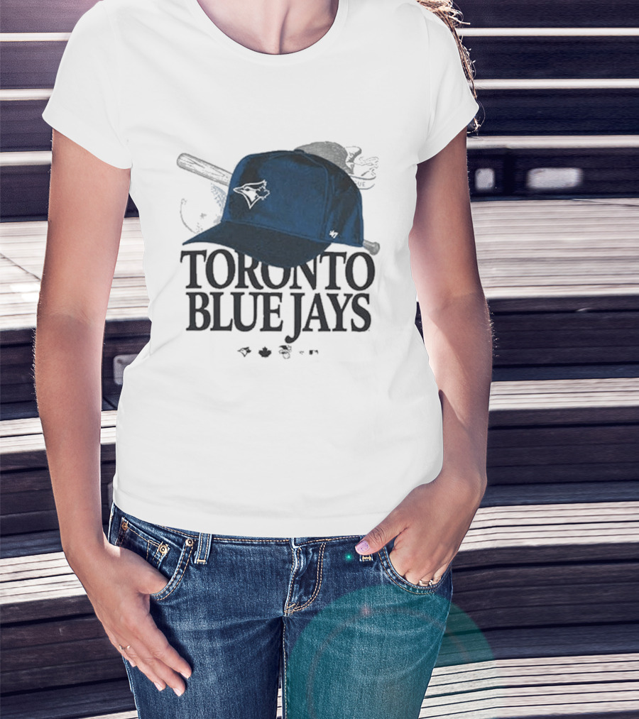Toronto Blue Jays Baseball Cap And Bat Motif '47 T-Shirt