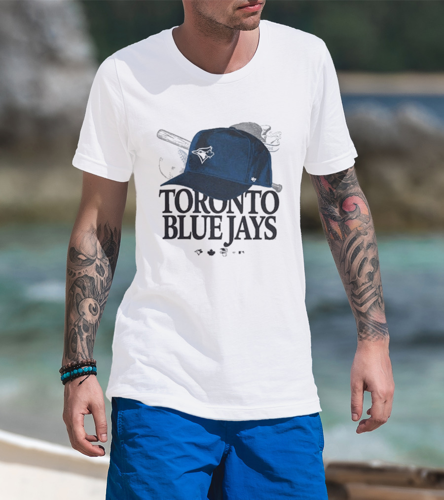 Toronto Blue Jays Baseball Cap And Bat Motif '47 T-Shirt