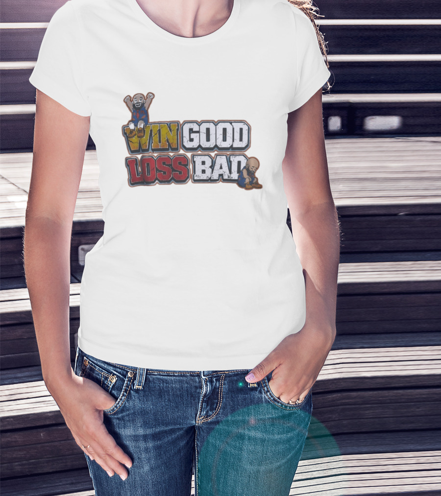 Win Good Loss Bad Basketball Cartoon Characters Sitting And Crying T-Shirt