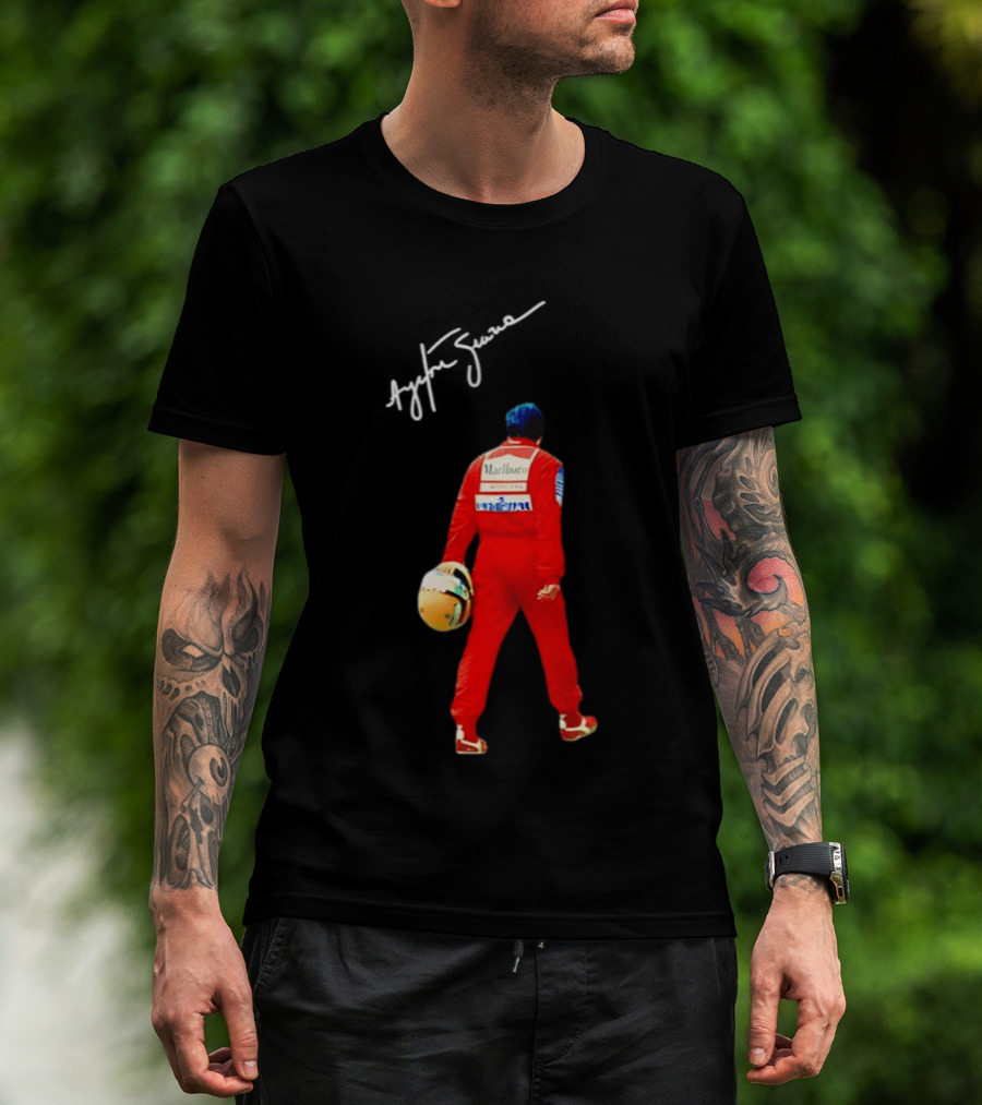 Ayrton Senna Racing Motorsport Legend Marlboro McLaren F1 Driver Iconic Branding T-Shirt