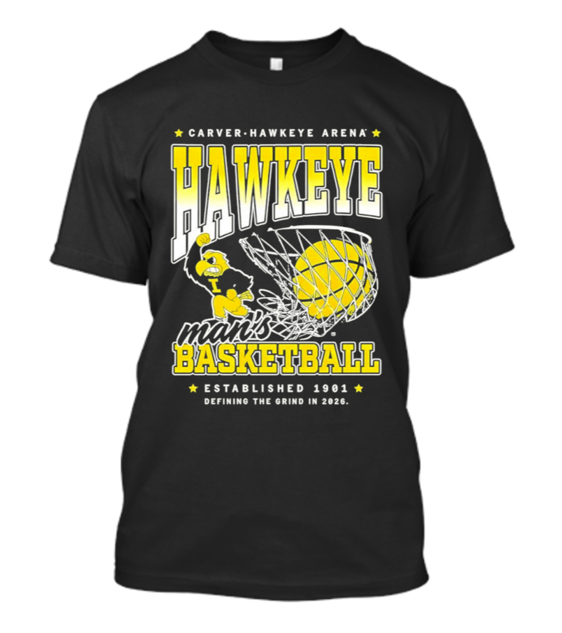 Carver Hawkeye Arena Man's Basketball Defining The Grind In 2023 Established 1901 T-Shirt