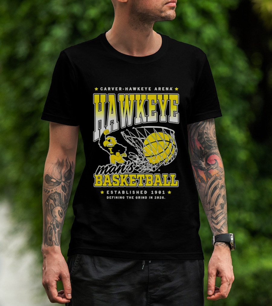 Carver Hawkeye Arena Man's Basketball Defining The Grind In 2023 Established 1901 T-Shirt