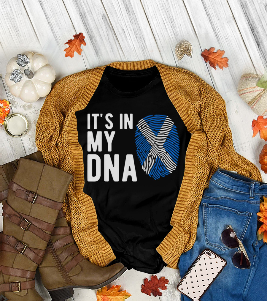 IT'S IN MY DNA Scotland Flag Fingerprint T-Shirt