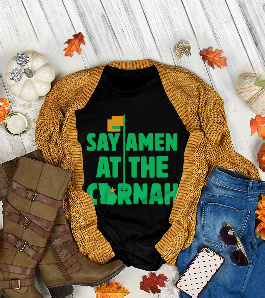 Say Amen At The Cornah Golf Flag Star Motif T-Shirt