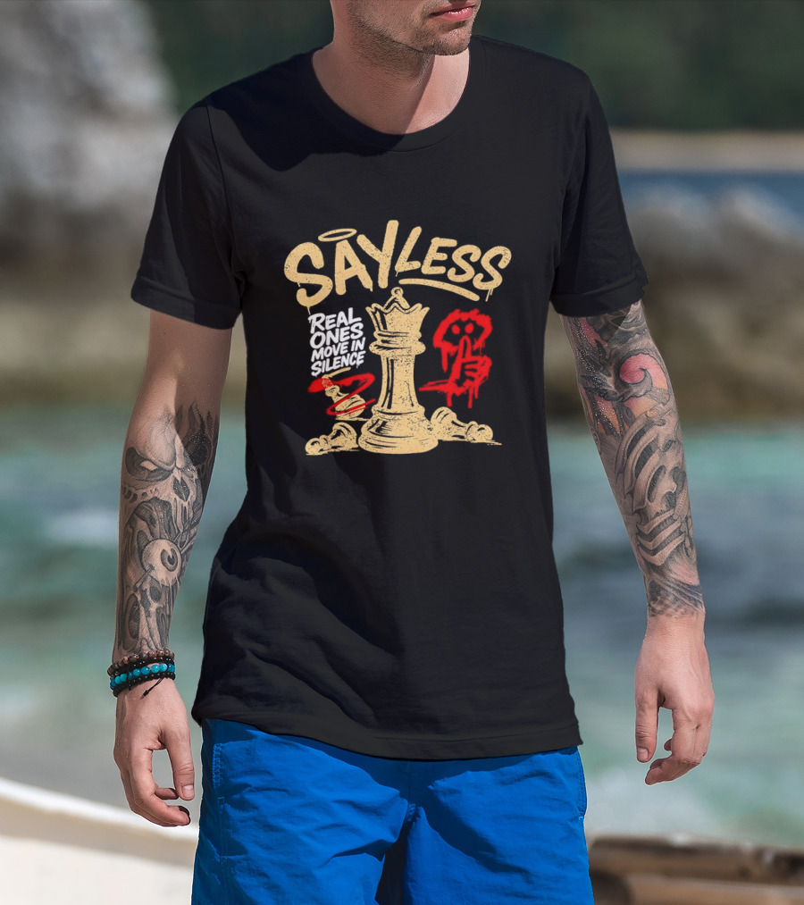 Say Less Real Ones Move In Silence Chess Piece And Red High Heels T-Shirt