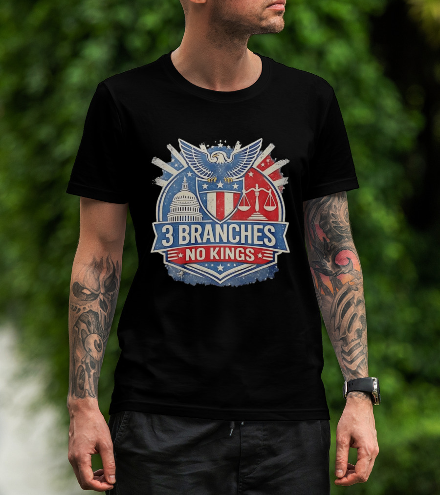 3 Branches No Kings Eagle Emblem Capitol Justice Scales T-Shirt