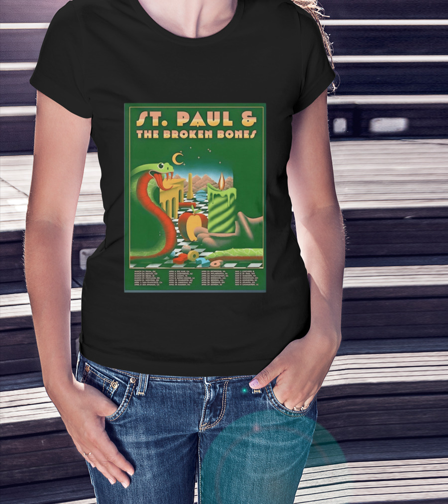 St Paul And The Broken Bones 2026 North America Tour Snake Candle Chessboard T-Shirt